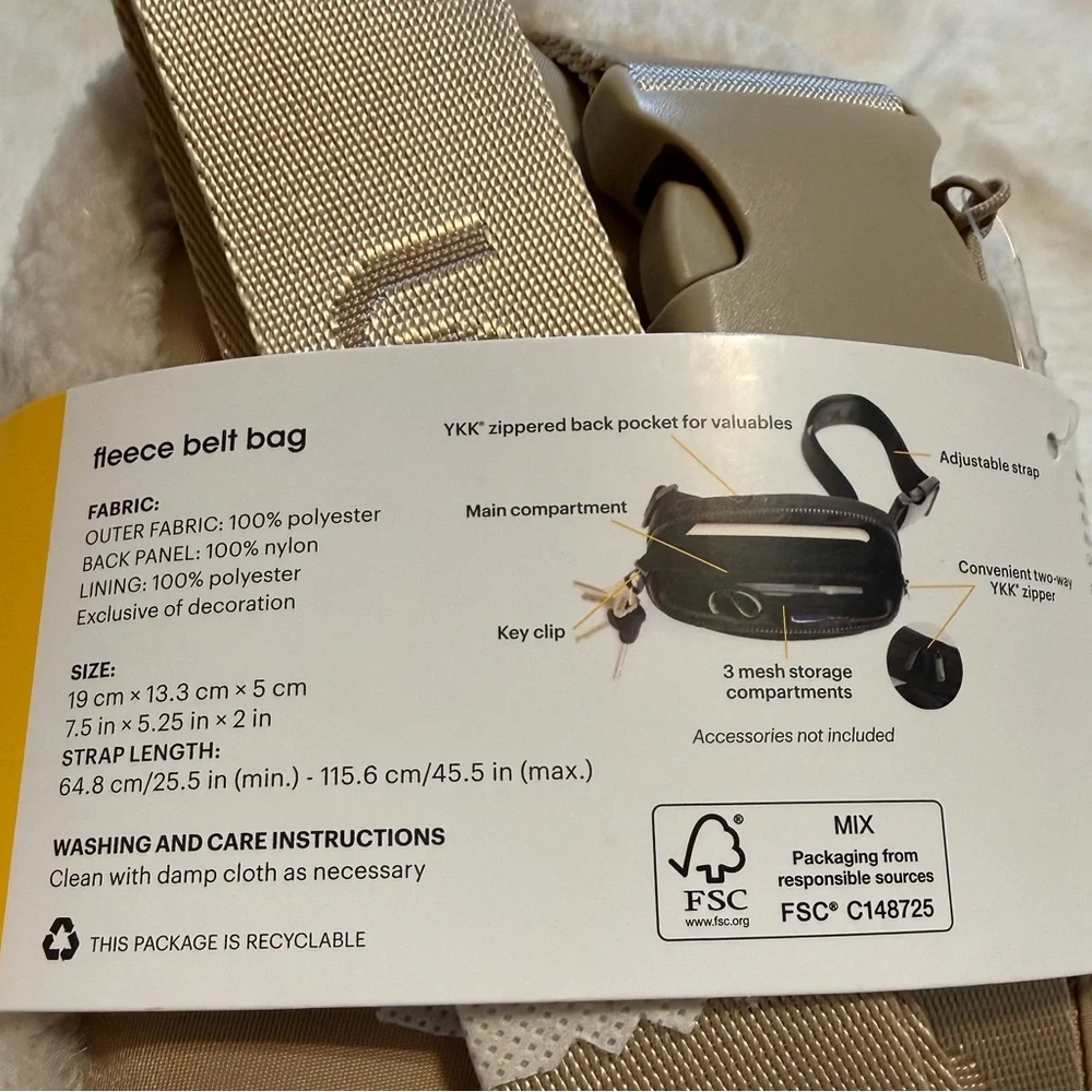 NWT Lole Fleece Cream Belt Bag - Picture 3 of 3